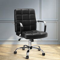 Thumbnail for Artiss Office Chair PU Leather Mid Back Black