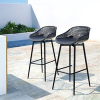 Thumbnail for Gardeon 2PC Outdoor Bar Stools Plastic Metal Dining Chair Patio Furniture Garden