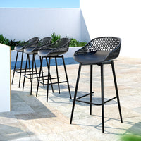 Thumbnail for Gardeon 4-Piece Outdoor Bar Stools Plastic Metal Dining Chair Balcony