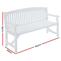 Thumbnail for Gardeon 5FT Outdoor Garden Bench Wooden 3 Seat Chair Patio Furniture White