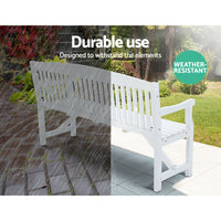 Thumbnail for Gardeon 5FT Outdoor Garden Bench Wooden 3 Seat Chair Patio Furniture White