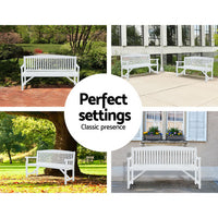 Thumbnail for Gardeon 5FT Outdoor Garden Bench Wooden 3 Seat Chair Patio Furniture White