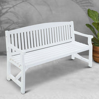 Thumbnail for Gardeon 5FT Outdoor Garden Bench Wooden 3 Seat Chair Patio Furniture White