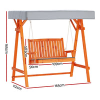 Thumbnail for Gardeon Swing Chair Wooden Garden Bench Canopy 2 Seater Outdoor Furniture