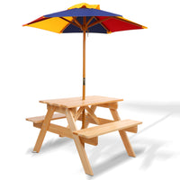 Thumbnail for Keezi Kids Wooden Picnic Table Set with Umbrella