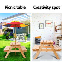 Thumbnail for Keezi Kids Wooden Picnic Table Set with Umbrella