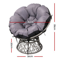 Thumbnail for Gardeon Outdoor Chairs Outdoor Furniture Papasan Chair Wicker Patio Garden Grey