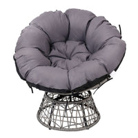 Thumbnail for Gardeon Outdoor Chairs Outdoor Furniture Papasan Chair Wicker Patio Garden Grey