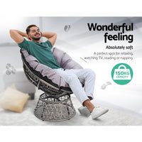 Thumbnail for Gardeon Outdoor Chairs Outdoor Furniture Papasan Chair Wicker Patio Garden Grey