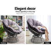 Thumbnail for Gardeon Outdoor Chairs Outdoor Furniture Papasan Chair Wicker Patio Garden Grey