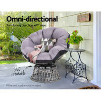 Thumbnail for Gardeon Outdoor Chairs Outdoor Furniture Papasan Chair Wicker Patio Garden Grey