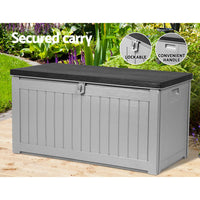 Thumbnail for Gardeon Outdoor Storage Box 190L Container Lockable Garden Bench Tool Shed Black