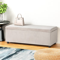 Thumbnail for Artiss Storage Ottoman Blanket Box Table 97cm Velvet Taupe