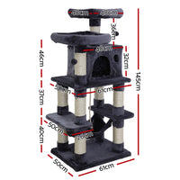 Thumbnail for i.Pet Cat Tree 145cm Tower Scratching Post Scratcher Wood Condo House Large Bed