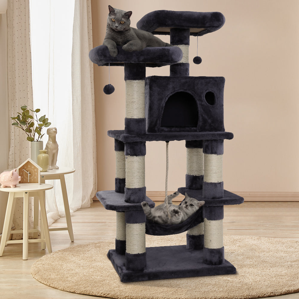 i.Pet Cat Tree 145cm Tower Scratching Post Scratcher Wood Condo House Large Bed