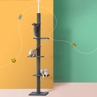 Thumbnail for i.Pet Cat Tree 290cm Tower Scratching Post Scratcher Floor to Ceiling Cats Bed Grey