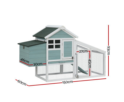 Modern Wooden Outdoor Rabbit Run Enclosure in Mint-1