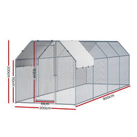 Thumbnail for i.Pet Chicken Coop Cage Run Rabbit Hutch Large Walk In Hen House Cover 2mx8mx2m