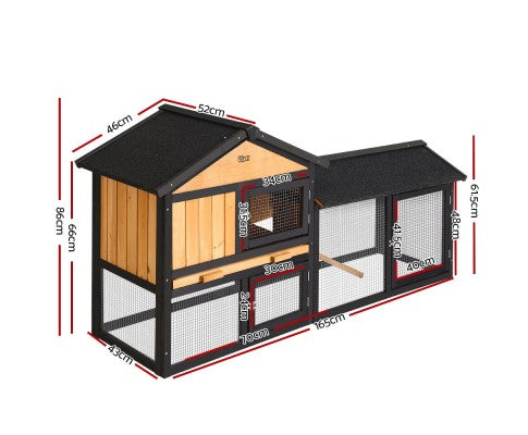 Large Waterproof Wooden Pet Rabbit Chicken Hutch Coop with Metal Run-3