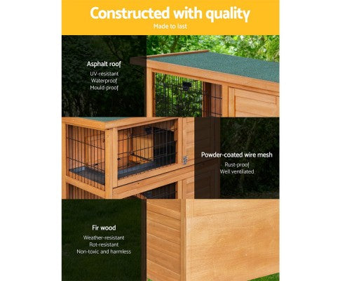 Large Waterproof Wooden Pet Rabbit Hutch with Metal Run-2