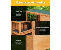 Thumbnail for Large Waterproof Wooden Pet Rabbit Hutch with Metal Run-2