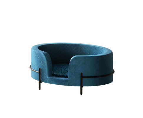 Smooth Velvet Elevated Pet Bed Sofa - Blue-0