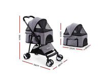 Thumbnail for Pet Stroller & Carrier Foldable Pram 3 in 1 - Black-2