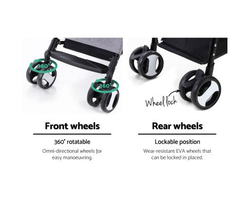 Pet Stroller & Carrier Foldable Pram 3 in 1 - Black-5