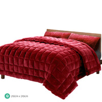 Thumbnail for Giselle Bedding Faux Mink Quilt Burgundy Queen