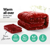 Thumbnail for Giselle Bedding Faux Mink Quilt Burgundy Queen