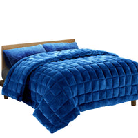 Thumbnail for Giselle Bedding Faux Mink Quilt Blue King