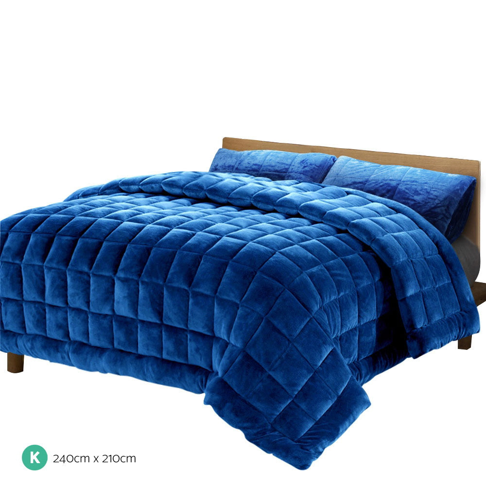 Giselle Bedding Faux Mink Quilt Blue King