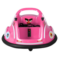 Thumbnail for Kids Ride On Car Bumper Electric Toys Cars Light Remote Angry Birds Sticker Pink