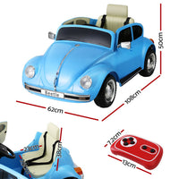 Thumbnail for Kids Ride On Car Licensed Volkswagen Beetle Electric Toys Horn Remote 6V Blue