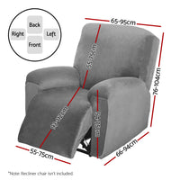 Thumbnail for Artiss Recliner Chair Covers 1 Seater Velvet Grey