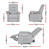 Thumbnail for Artiss Recliner Chair Lift Assist Chair Grey Leather