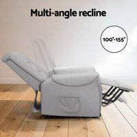 Thumbnail for Artiss Recliner Chair Lift Assist Chair Grey Leather