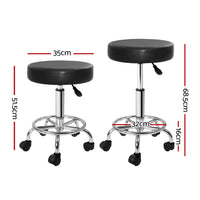 Thumbnail for Artiss Salon Stool Round Swivel Chair Black