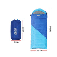 Thumbnail for Weisshorn Sleeping Bag Kids Single 172cm Thermal Camping Hiking Blue