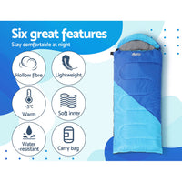 Thumbnail for Weisshorn Sleeping Bag Kids Single 172cm Thermal Camping Hiking Blue