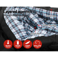 Thumbnail for Weisshorn Sleeping Bag Double Pillow Thermal Camping Hiking Tent Grey -10°C