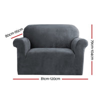 Thumbnail for Artiss Sofa Cover Couch Covers 1 Seater Velvet Grey