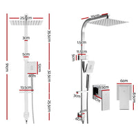 Thumbnail for Cefito 10'' Rain Shower Head Set Handheld Square High Pressure Twins Tap Chrome