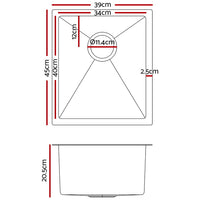 Thumbnail for Cefito Kitchen Sink 45X39CM Stainless Steel Basin Single Bowl Laundry Silver