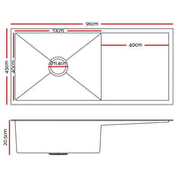 Thumbnail for Cefito Kitchen Sink 96X45CM Stainless Steel Basin Single Bowl Laundry Silver