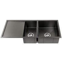 Thumbnail for Cefito Kitchen Sink 100X45CM Stainless Steel Basin Double Bowl Laundry Black