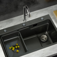 Thumbnail for Cefito Kitchen Sink 75X45CM Stainless Steel Basin Single Bowl Drain Part Black