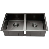 Thumbnail for Cefito Kitchen Sink 77X45CM Stainless Steel Basin Double Bowl Laundry Black