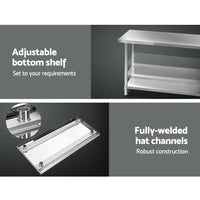 Thumbnail for Cefito 1219x610mm Stainless Steel Kitchen Bench 304