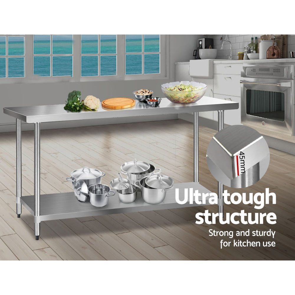 Cefito 1829x610mm Stainless Steel Kitchen Bench 304